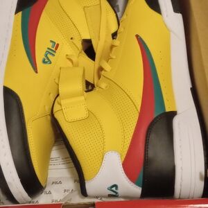 Fila Yellow Athletic Shoes with Red and Green Accents